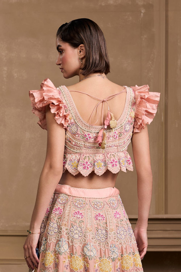 Soft Pink Contrast Ruffled Bustier