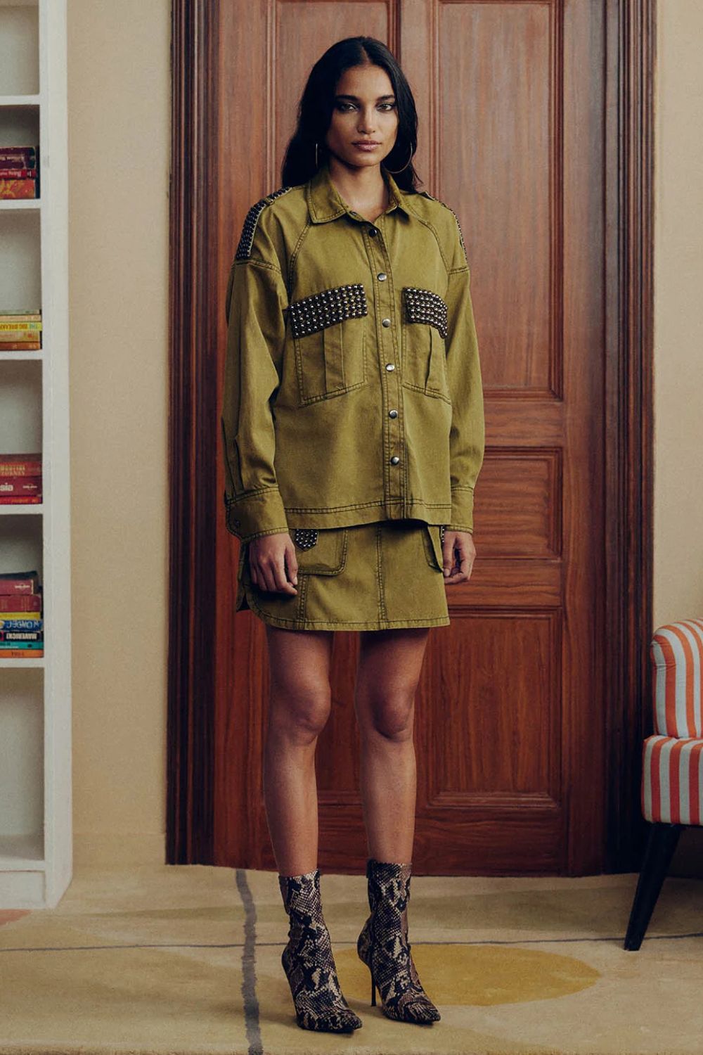 WASHED TWILL STUDDED COORD SET