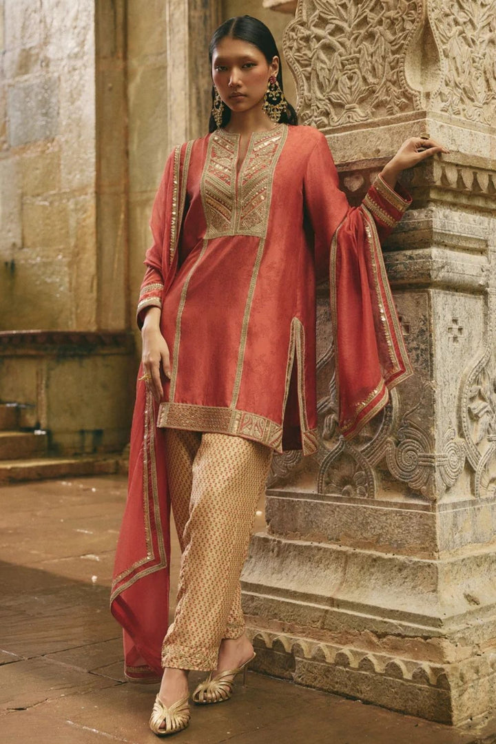 Red Short Kurti Salwar Set