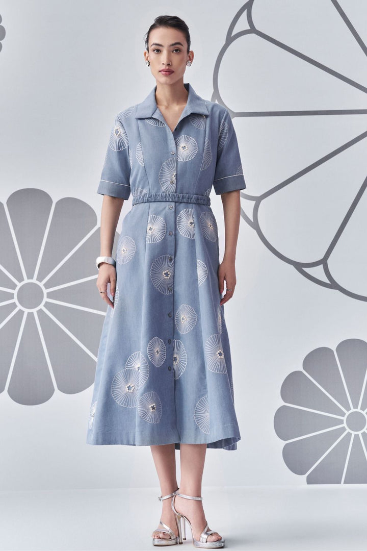Chrysanthemum Denim Dress