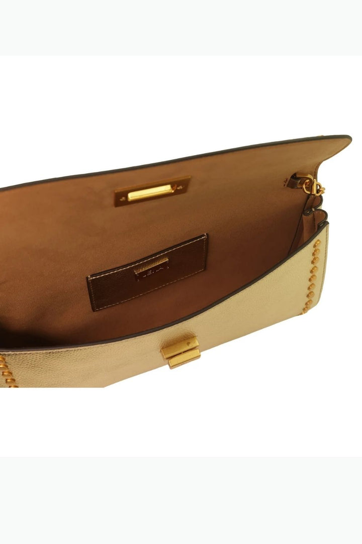 Metallic Gold Slim Studded Clutch Bag