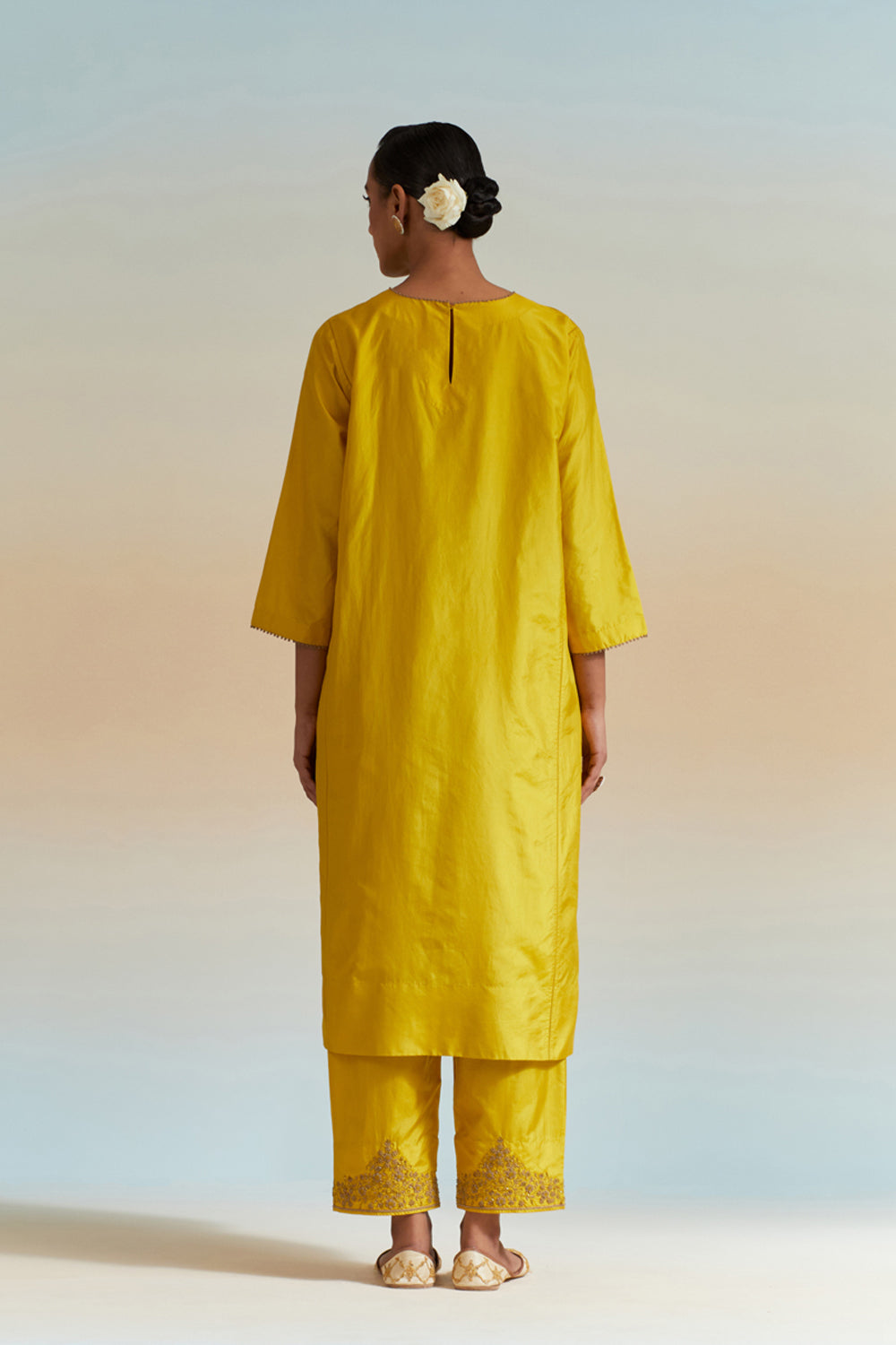 Mustard Embroidered Tunic & Trouser Set