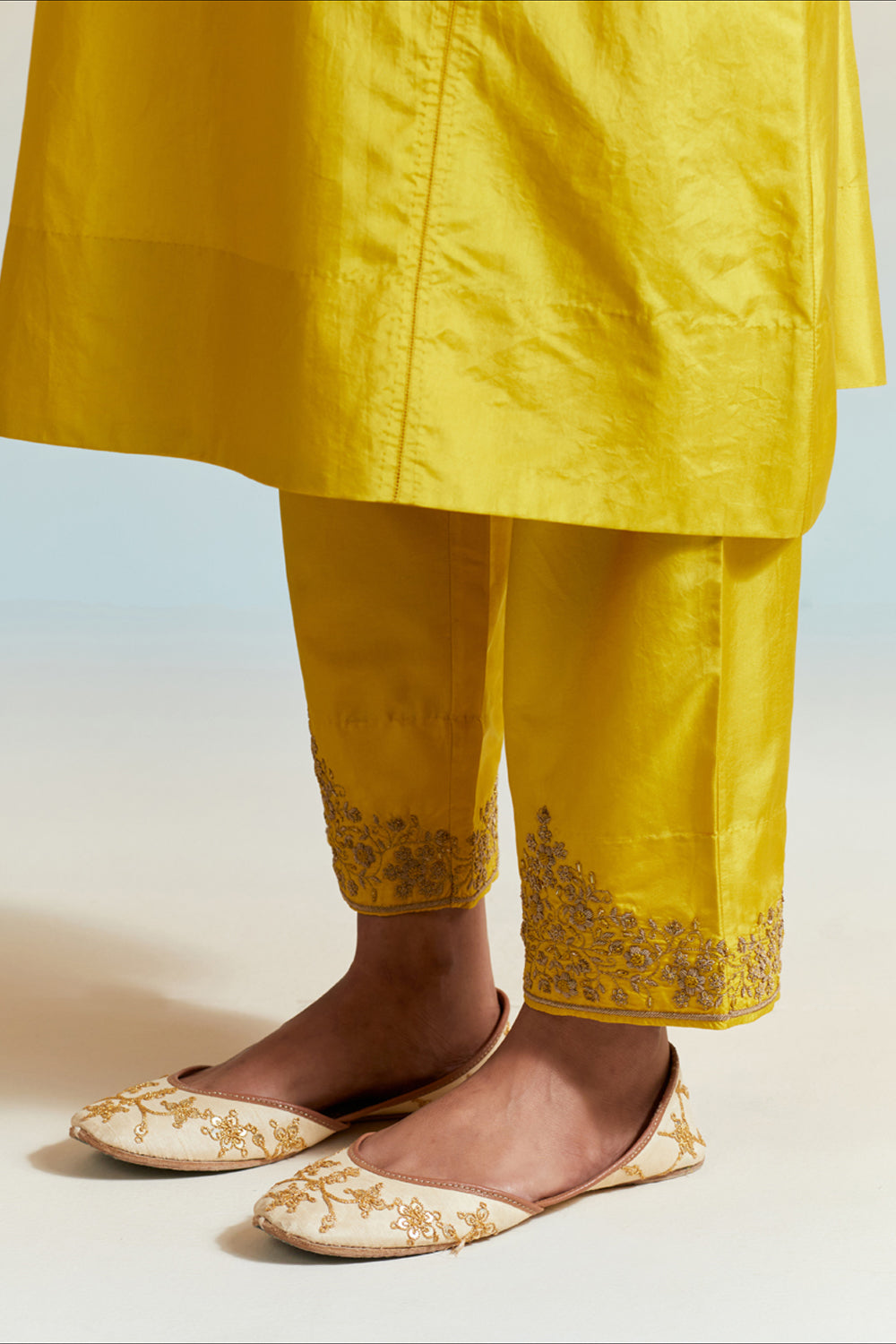 Mustard Embroidered Tunic & Trouser Set