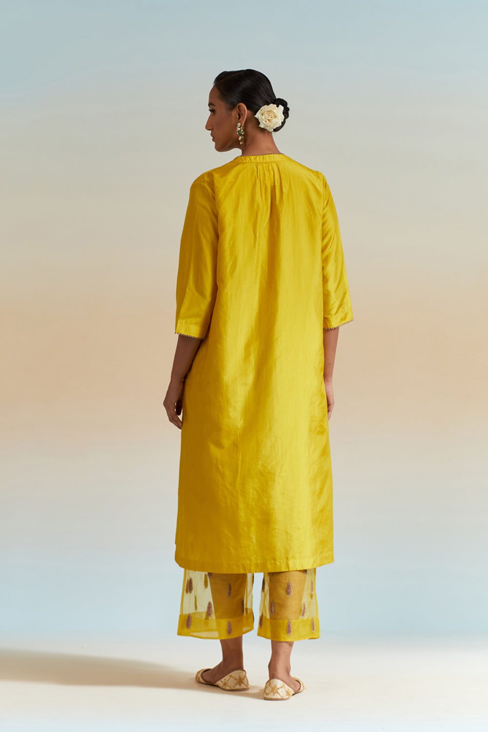 Mustard Embroidered Tunic & Trouser Set