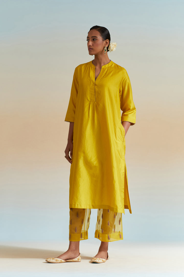 Mustard Embroidered Tunic & Trouser Set