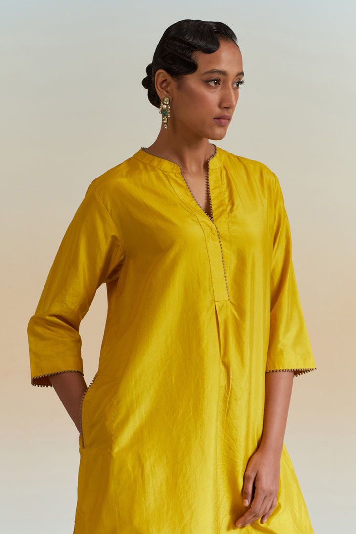 Mustard Embroidered Tunic & Trouser Set