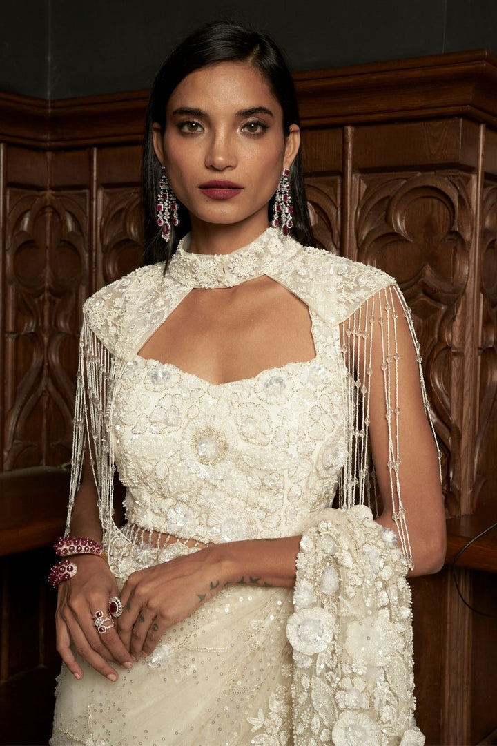 Ivory Cape-Saree Set