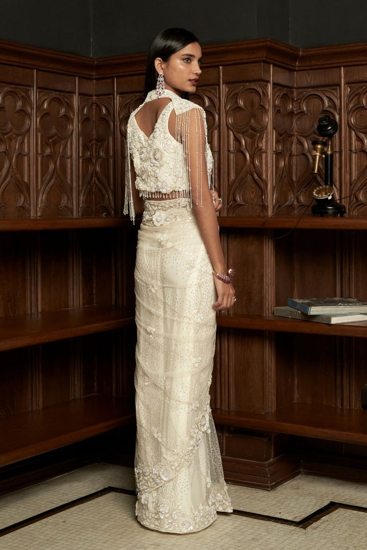 Ivory Cape-Saree Set