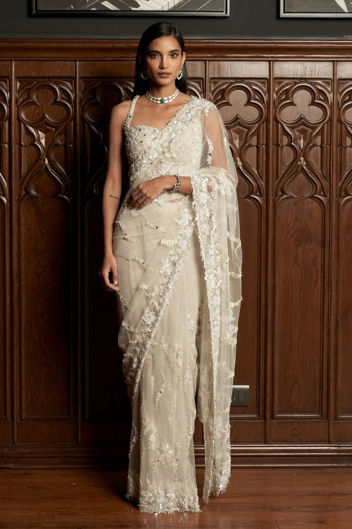 Grey Jacket-Saree Set
