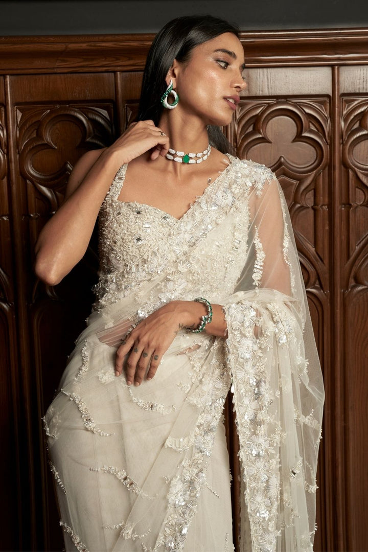 Grey Jacket-Saree Set