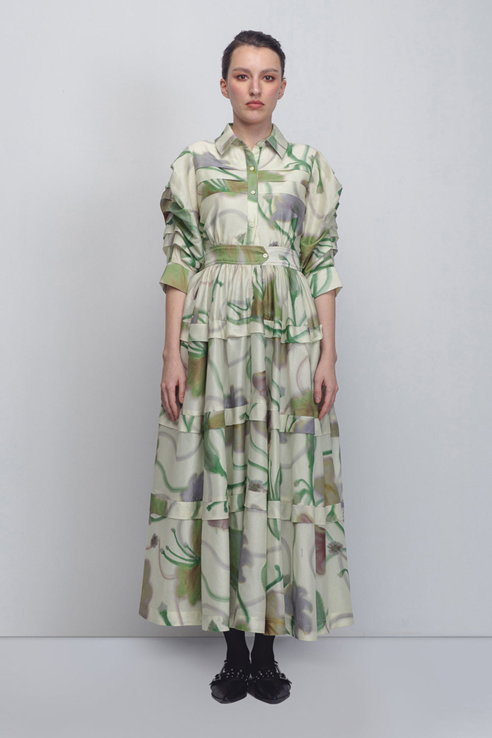 Paron Print Pleated Dress