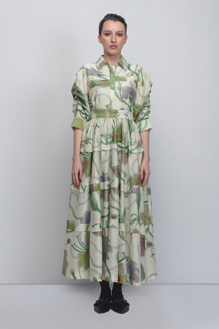 Paron Print Pleated Dress