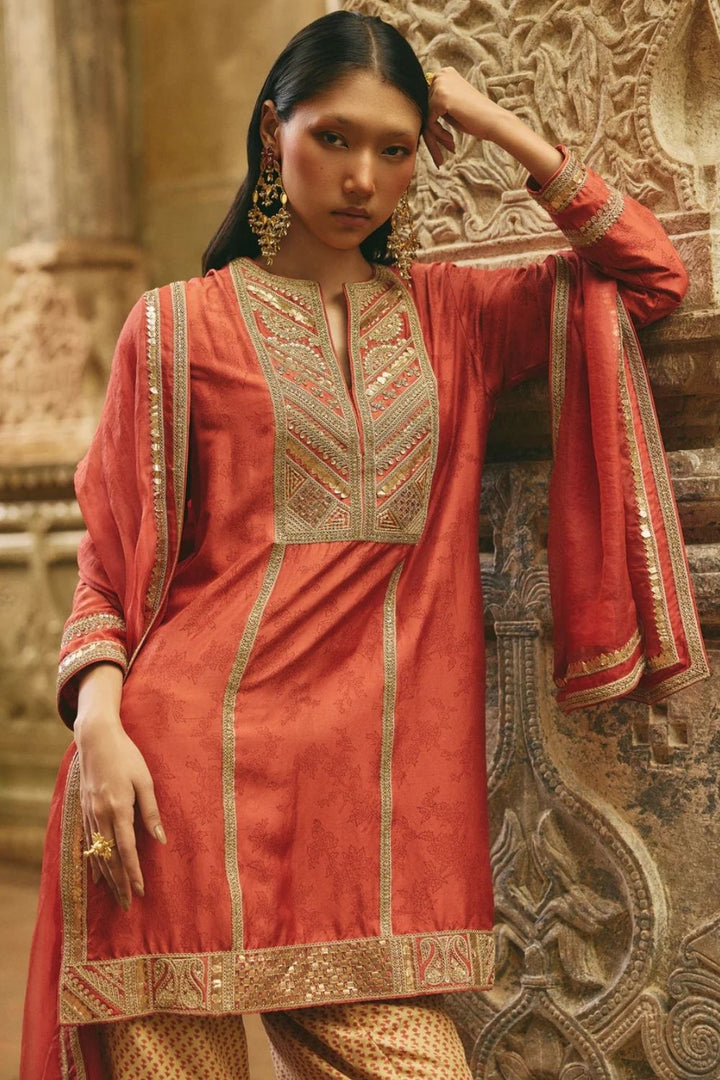 Red Short Kurti Salwar Set