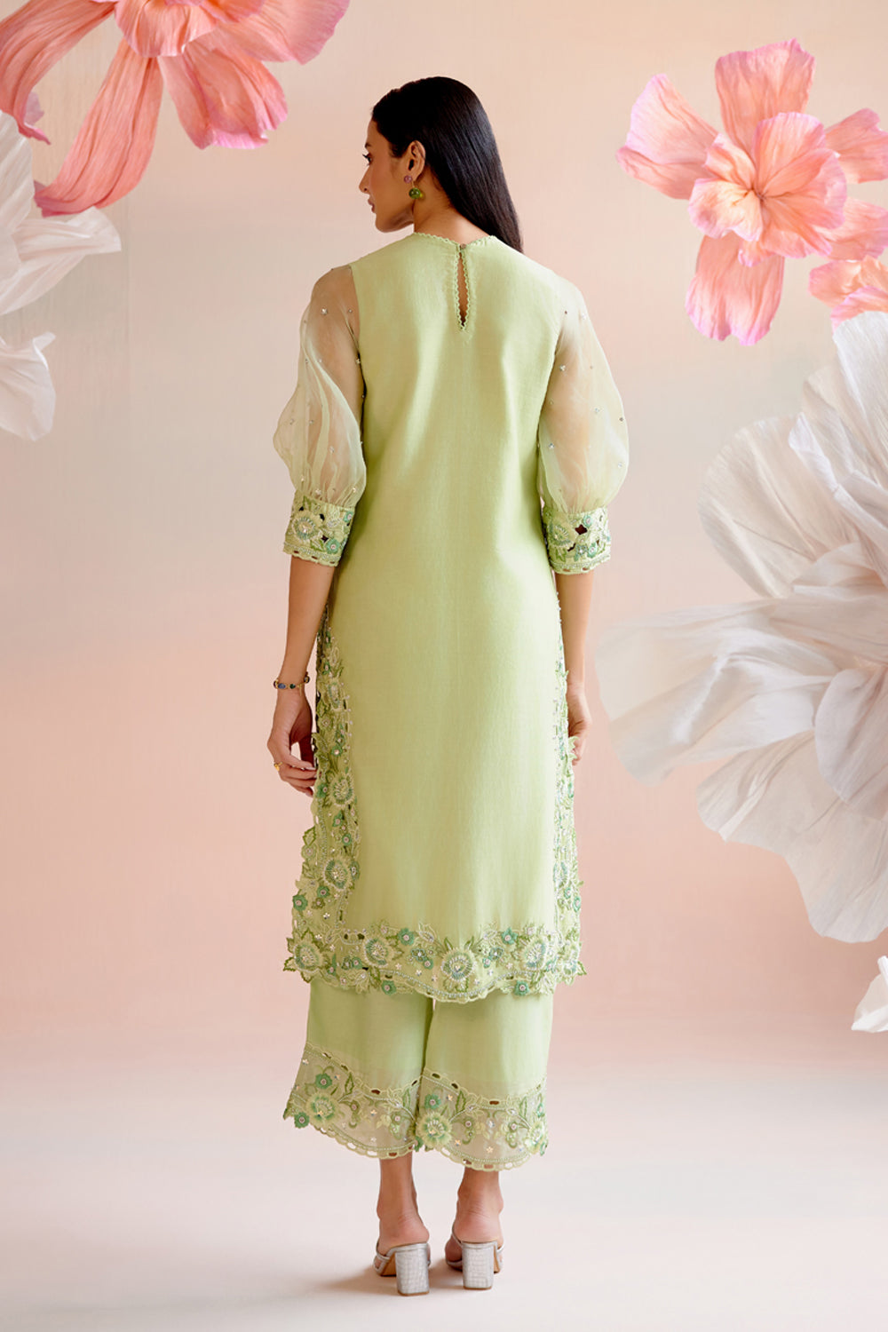 Mint Green Multi Tonal Cutwork Kurta Set