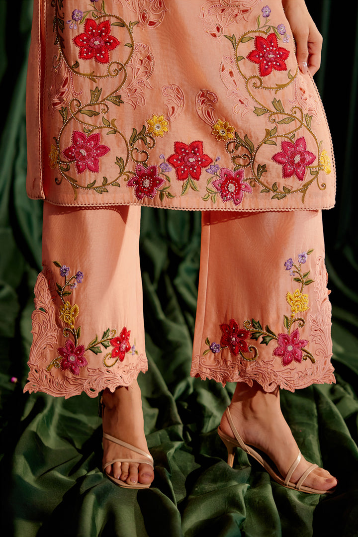 Apricot Multi Color Floral Kurta Set