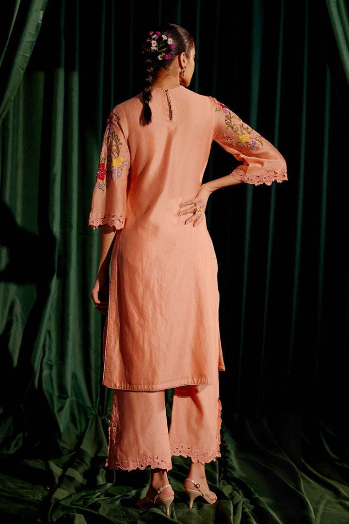 Apricot Multi Color Floral Kurta Set