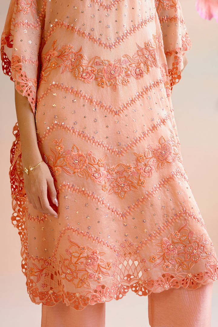 Apricot Multitonal Cutwork Kaftan