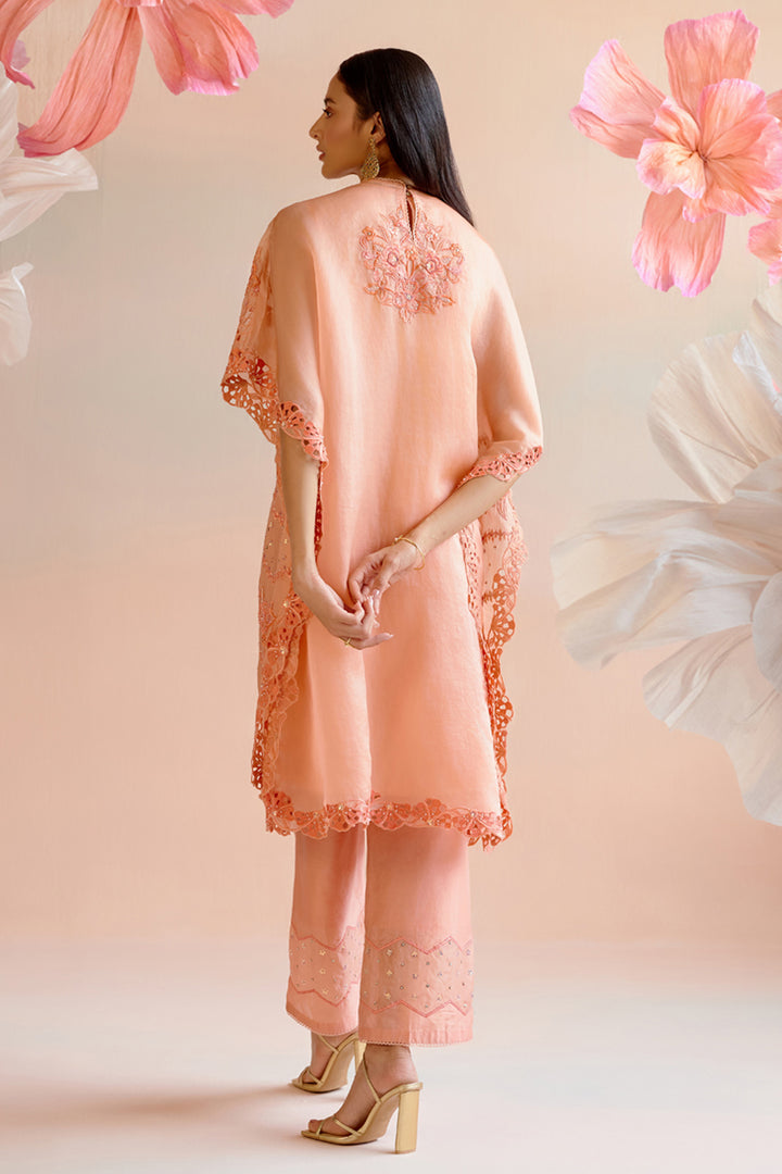 Apricot Multitonal Cutwork Kaftan