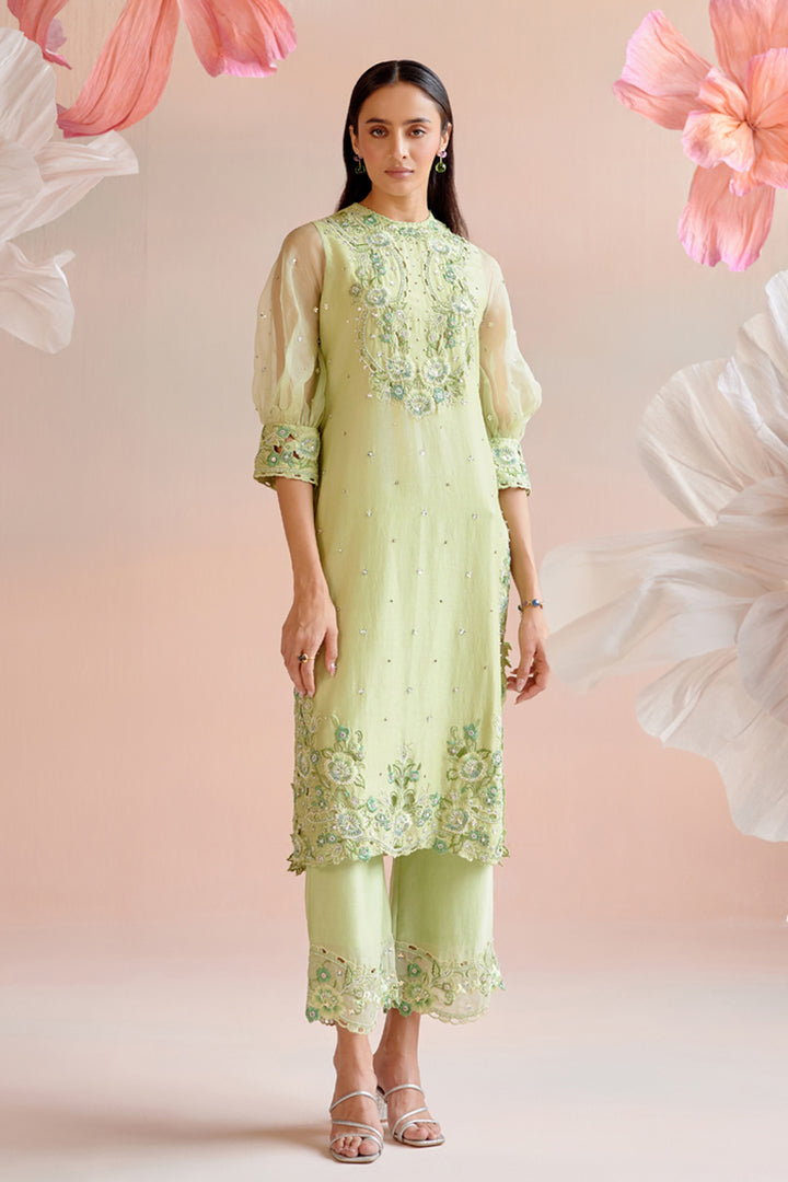 Mint Green Multi Tonal Cutwork Kurta Set