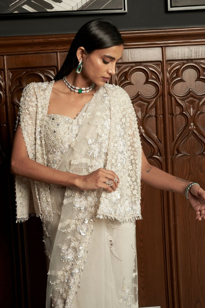 Grey Jacket-Saree Set