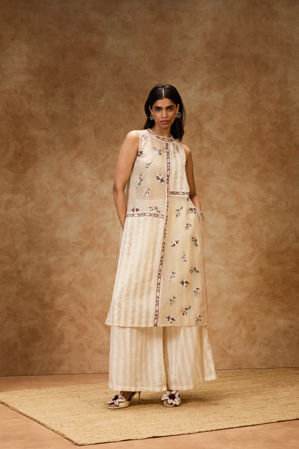 Gold Striped Wide Leg Pants