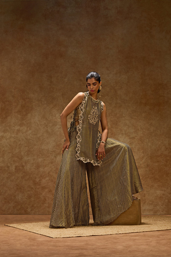 Moss Grid Palazzo Pants