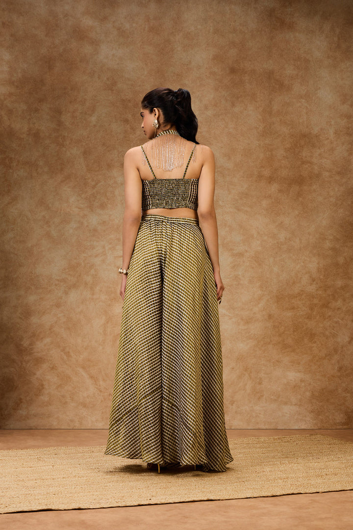 Moss Grid Bustier & Rose Gold Beaded Stole