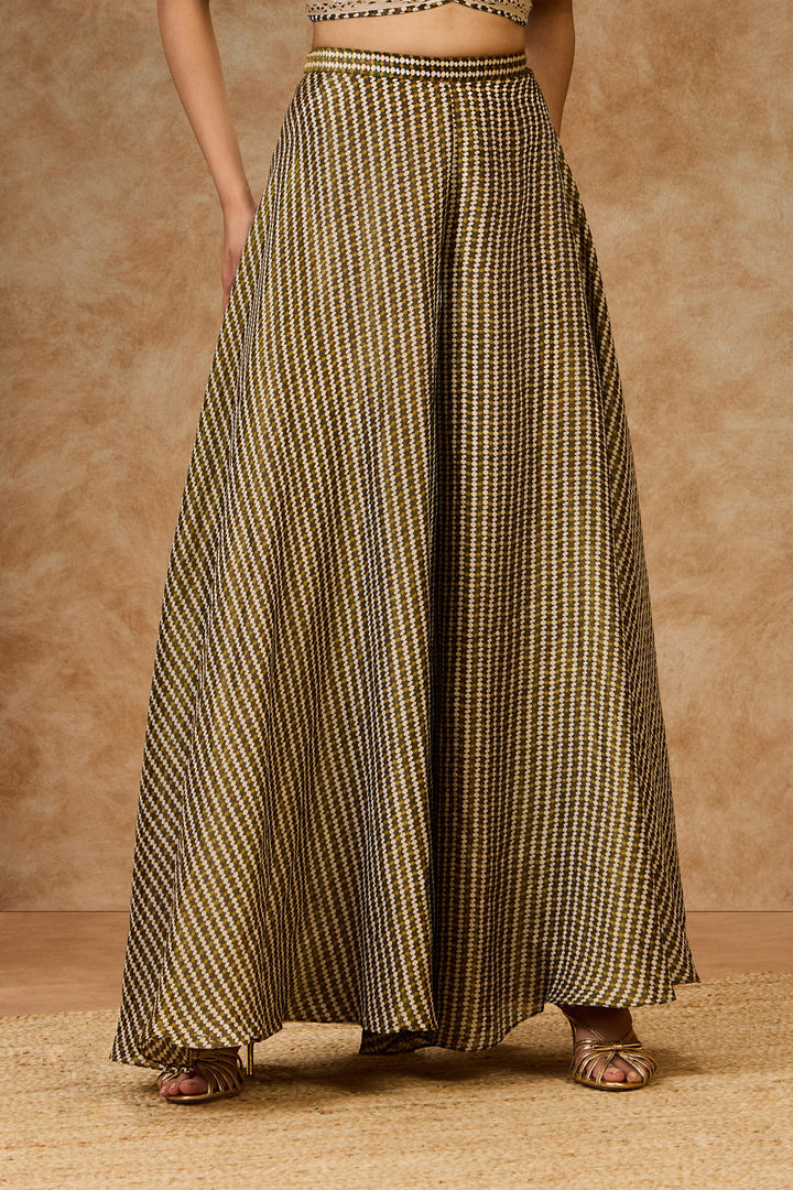 Moss Grid Palazzo Pants