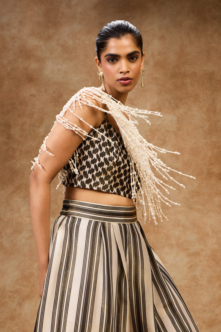 Pearl Cape & Olive Mosaic Bustier