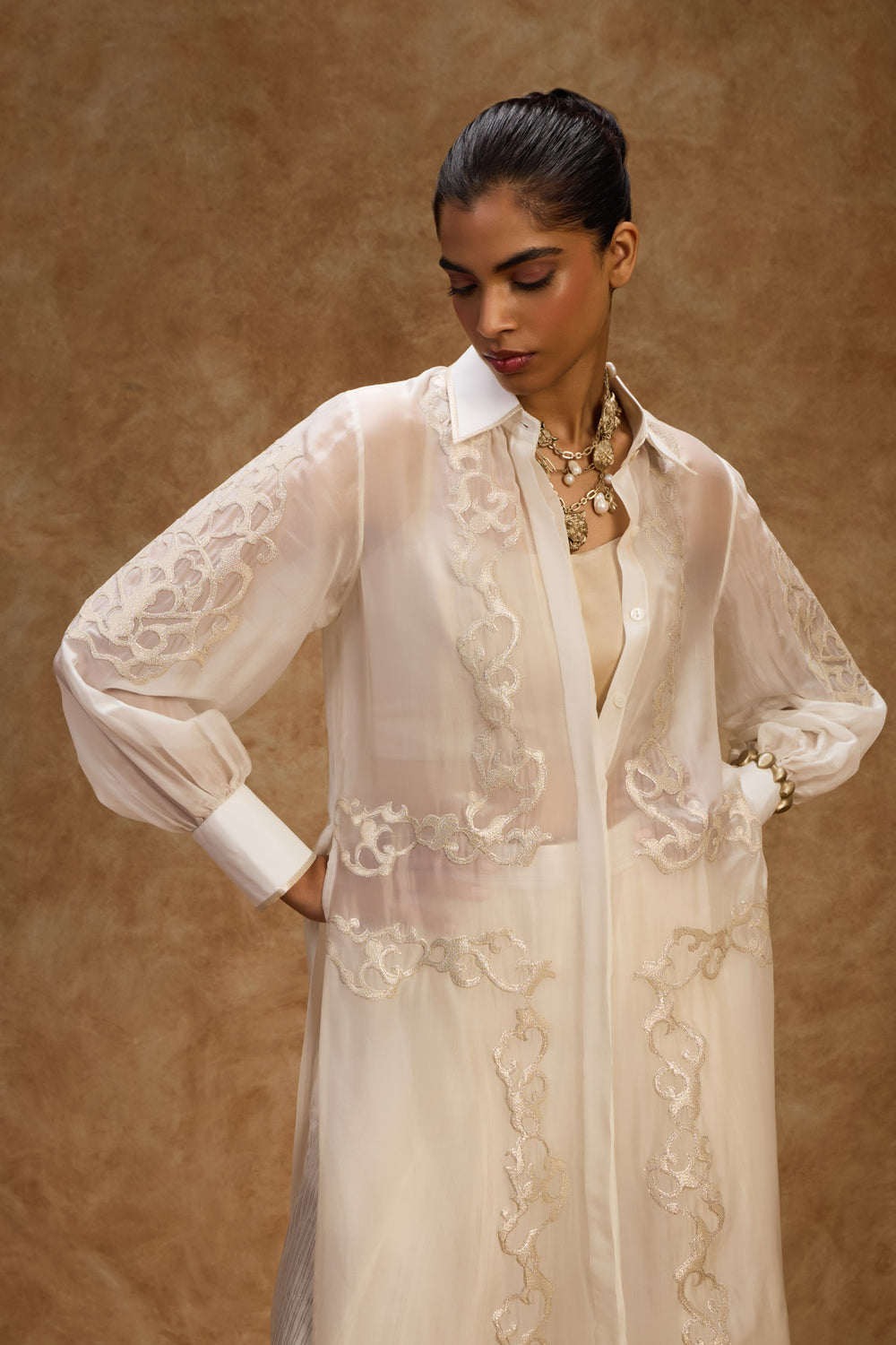 Pearl Artcut Shirt Dress