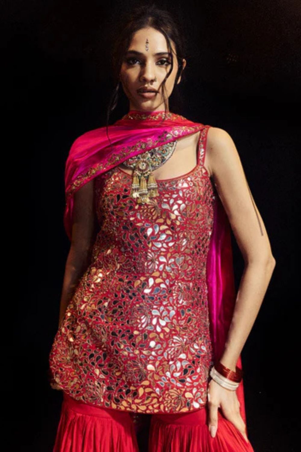 Surkh Laal Kurta Gharara Set