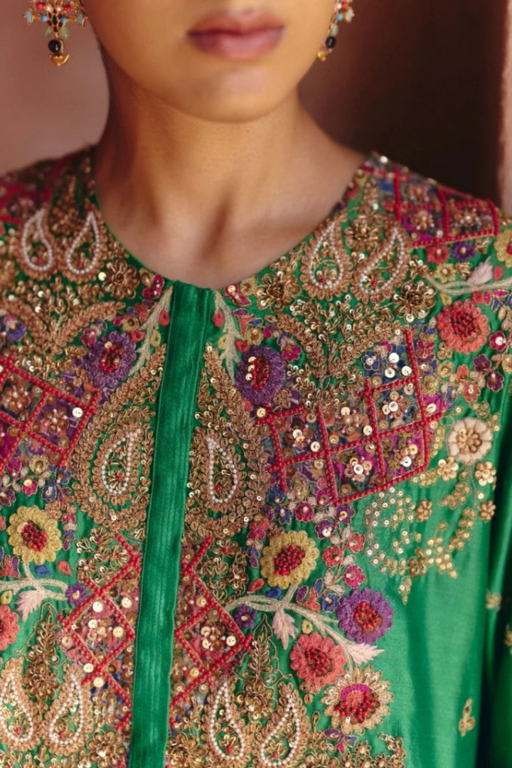Gulrez Short Kurti With Sharara & Organza Dupatta