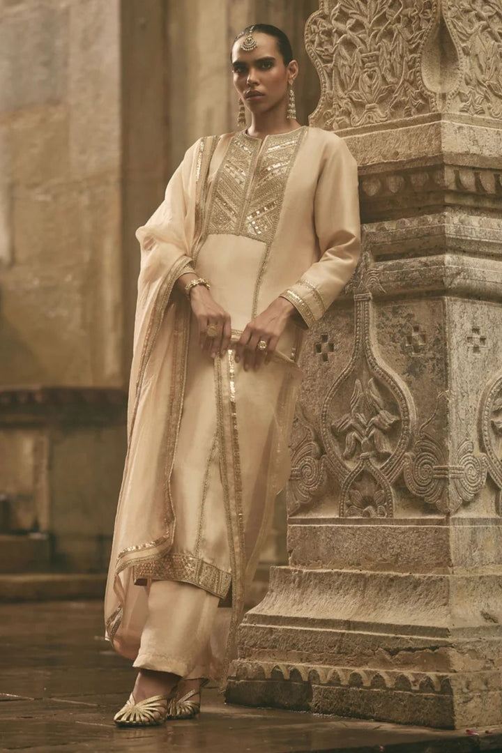 Beige Straight Kurta Set