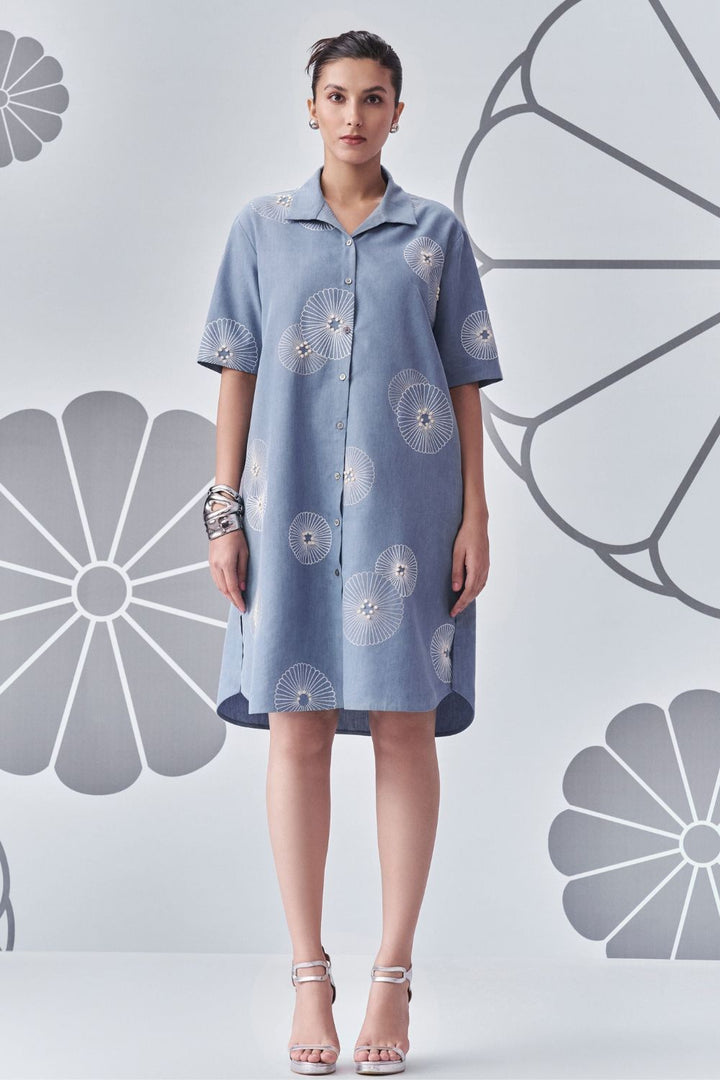 Chrysanthemum Slouchy Shirt Dress