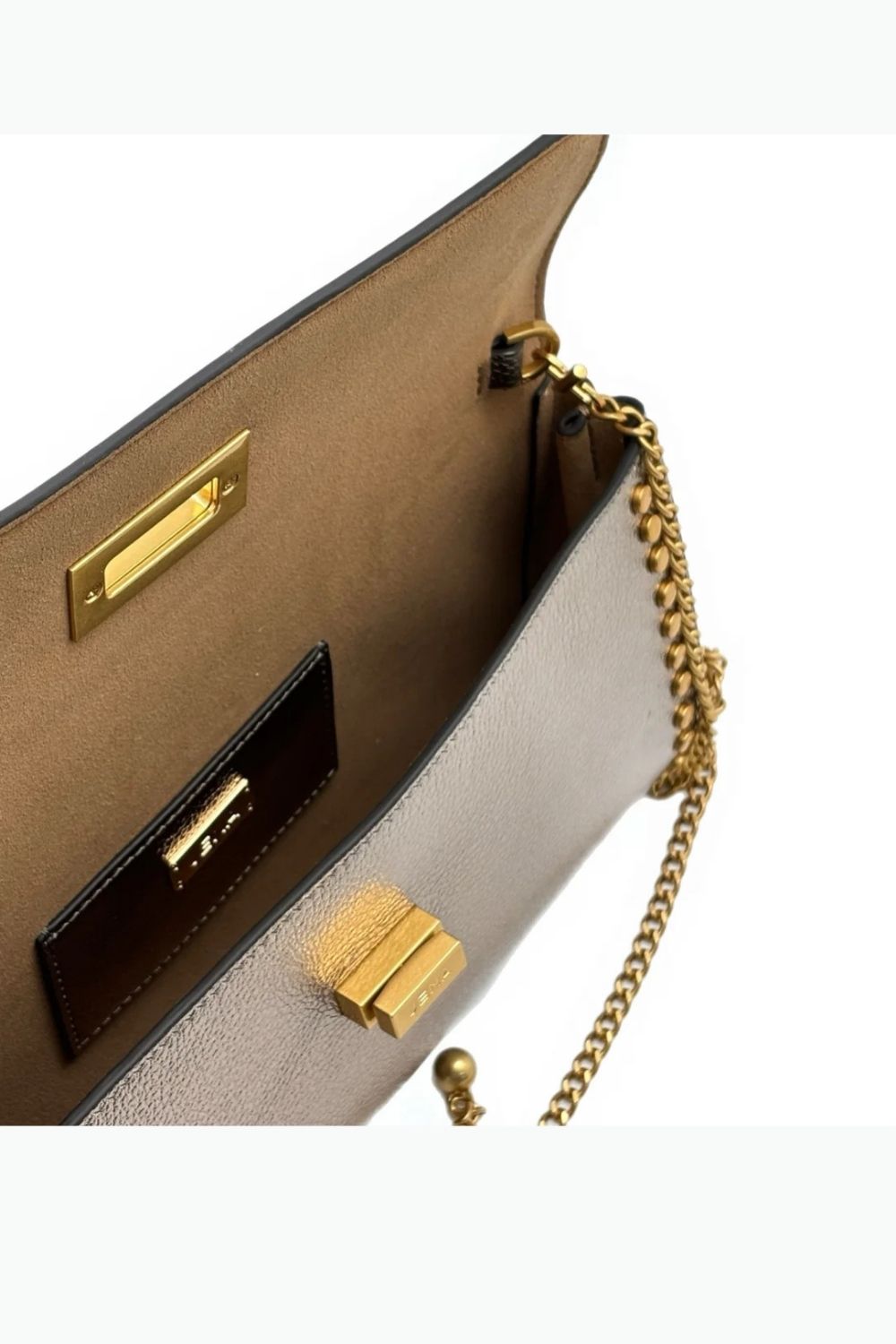 Metallic Pewter Slim Studded Clutch Bag