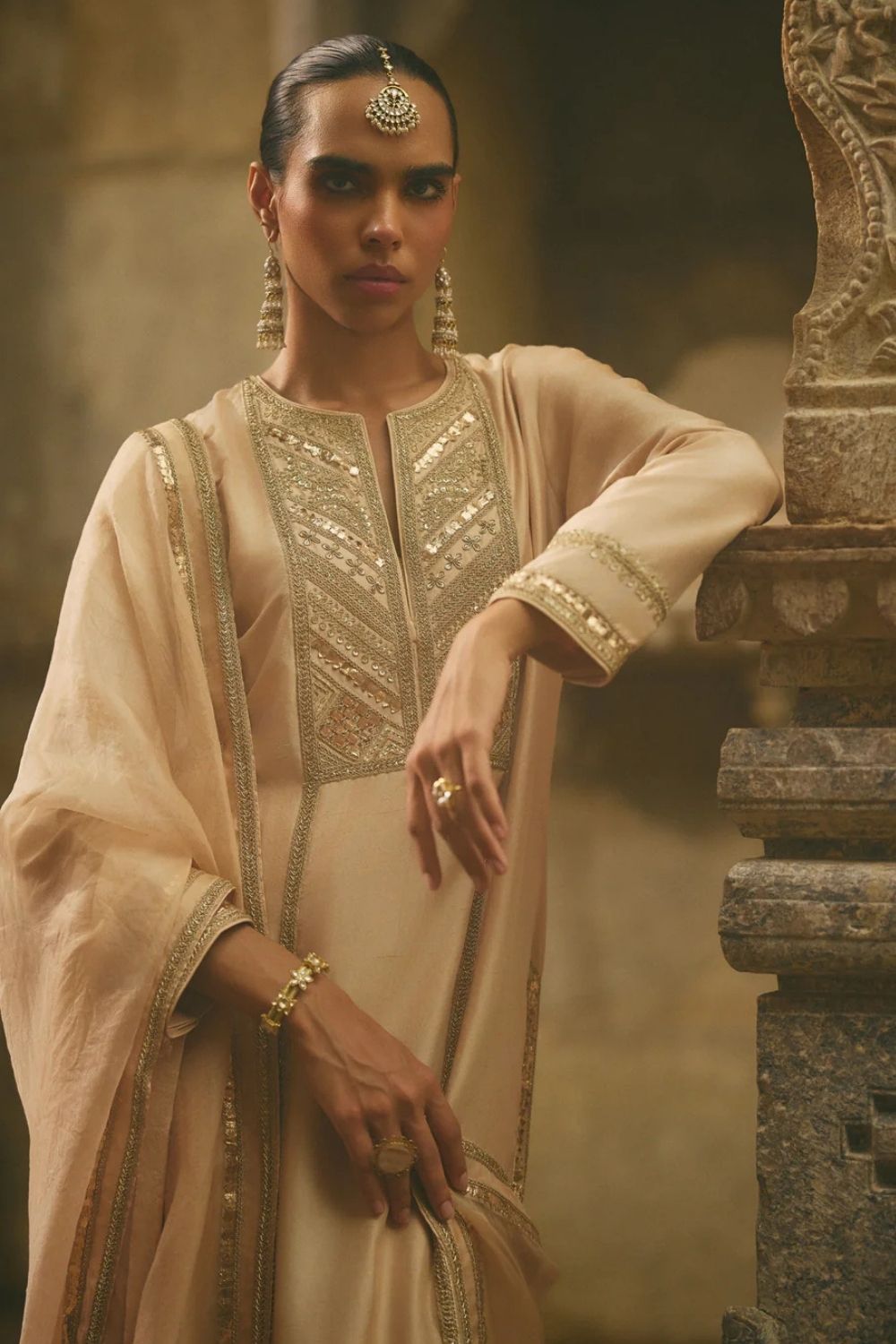 Beige Straight Kurta Set