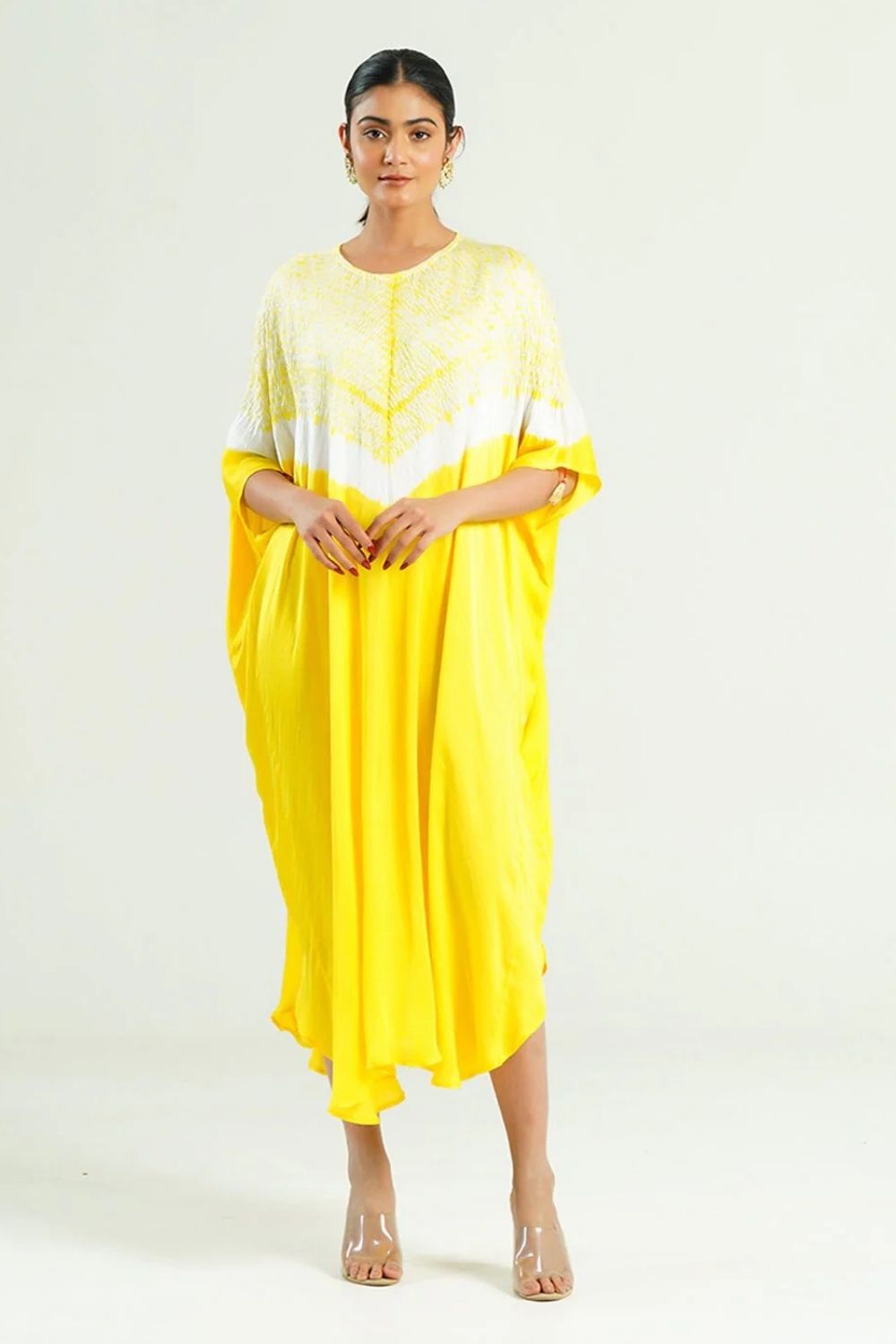 Kaftan Shibori - Scarlet Red / Ivory