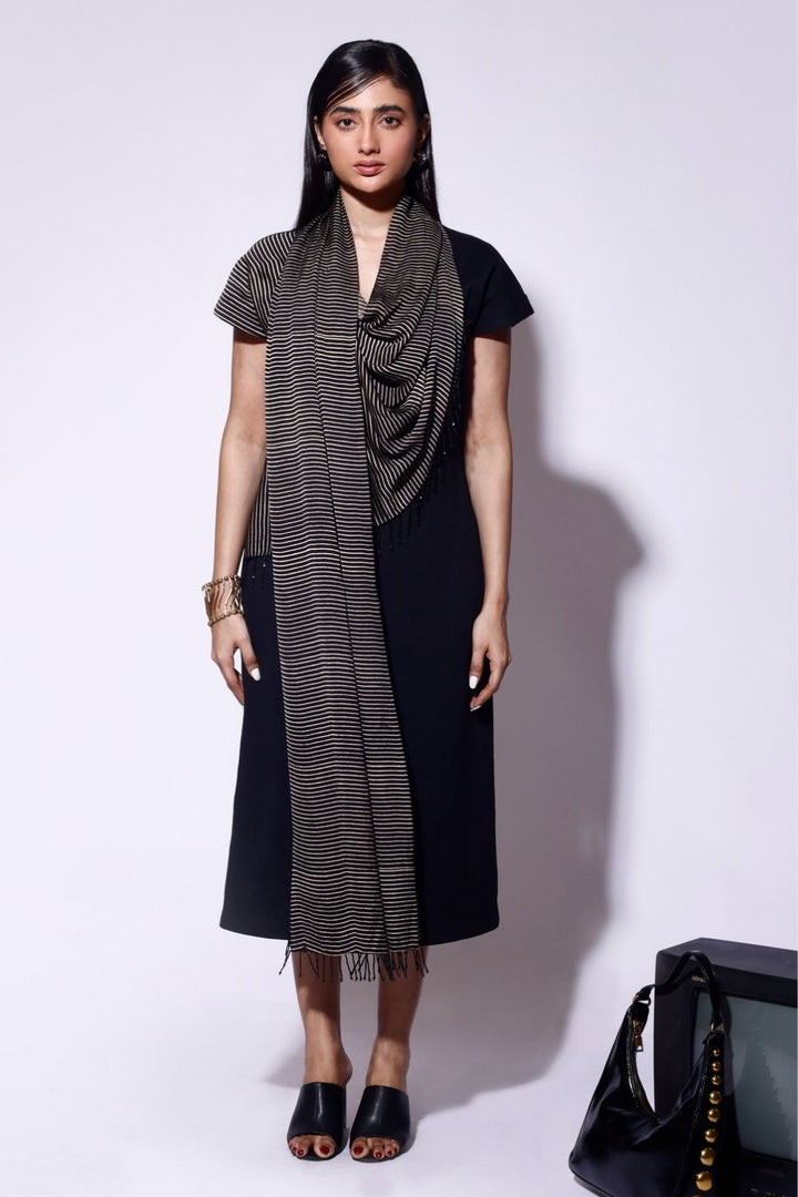 Black Knit Scarf Dress