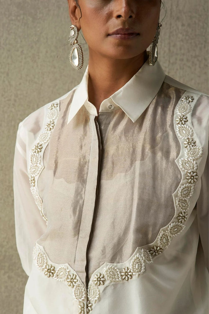 Sudhira Pearl Organza Blouse