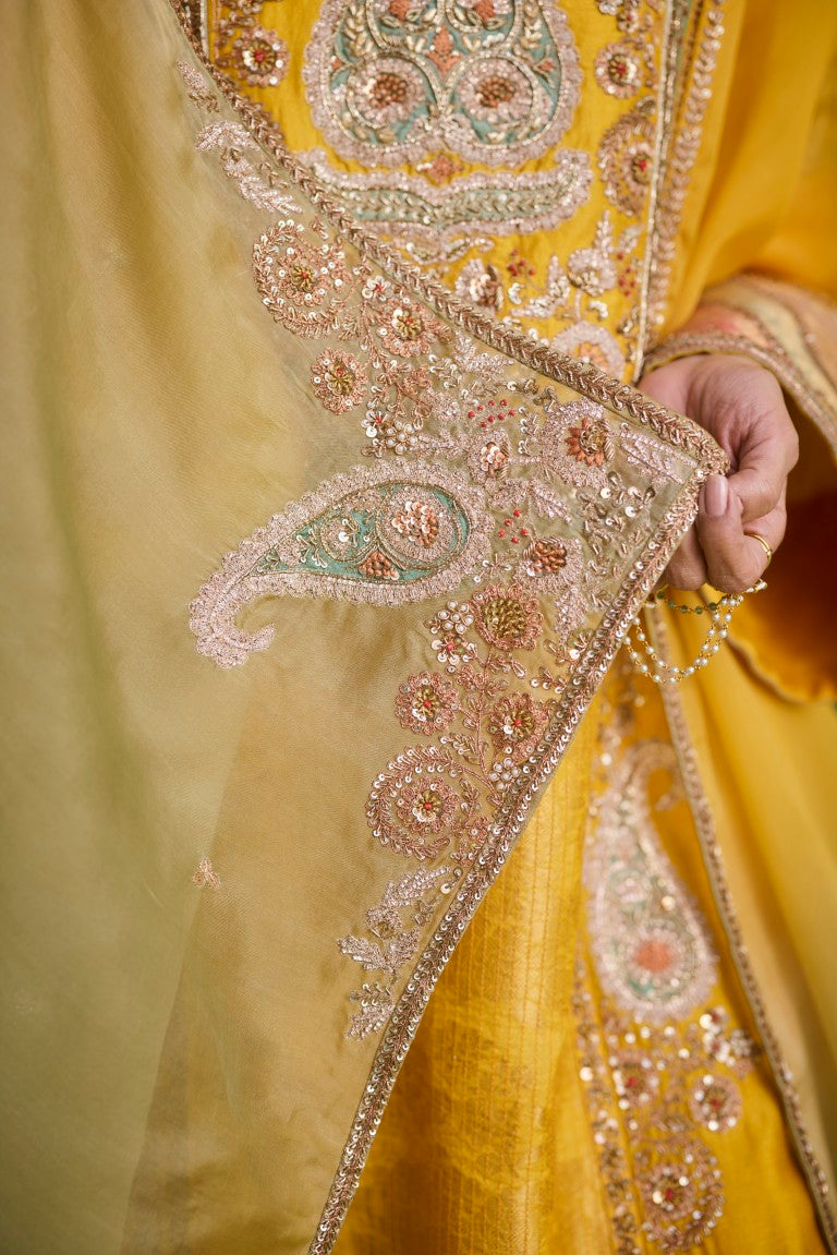 Long Phiran Kurta With Salwar & Ombre Dupatta