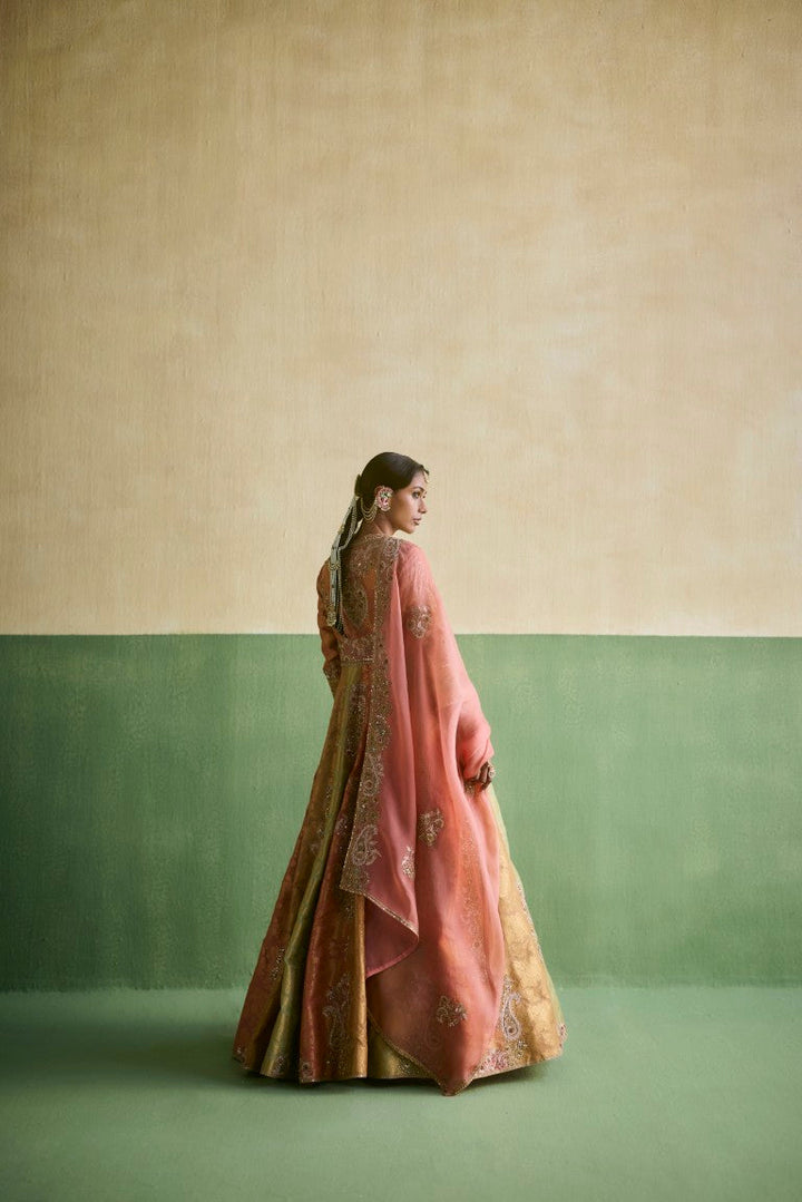3 Color Brocade Kalidar With Dupatta