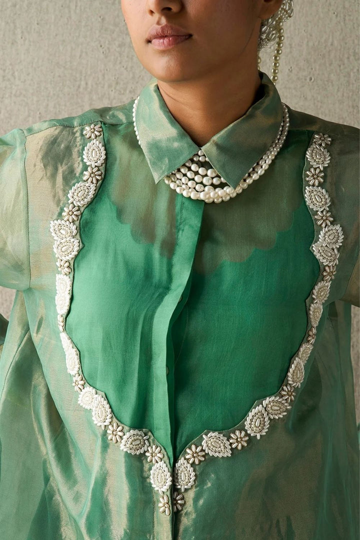 Sudhira Emerald Organza Blouse