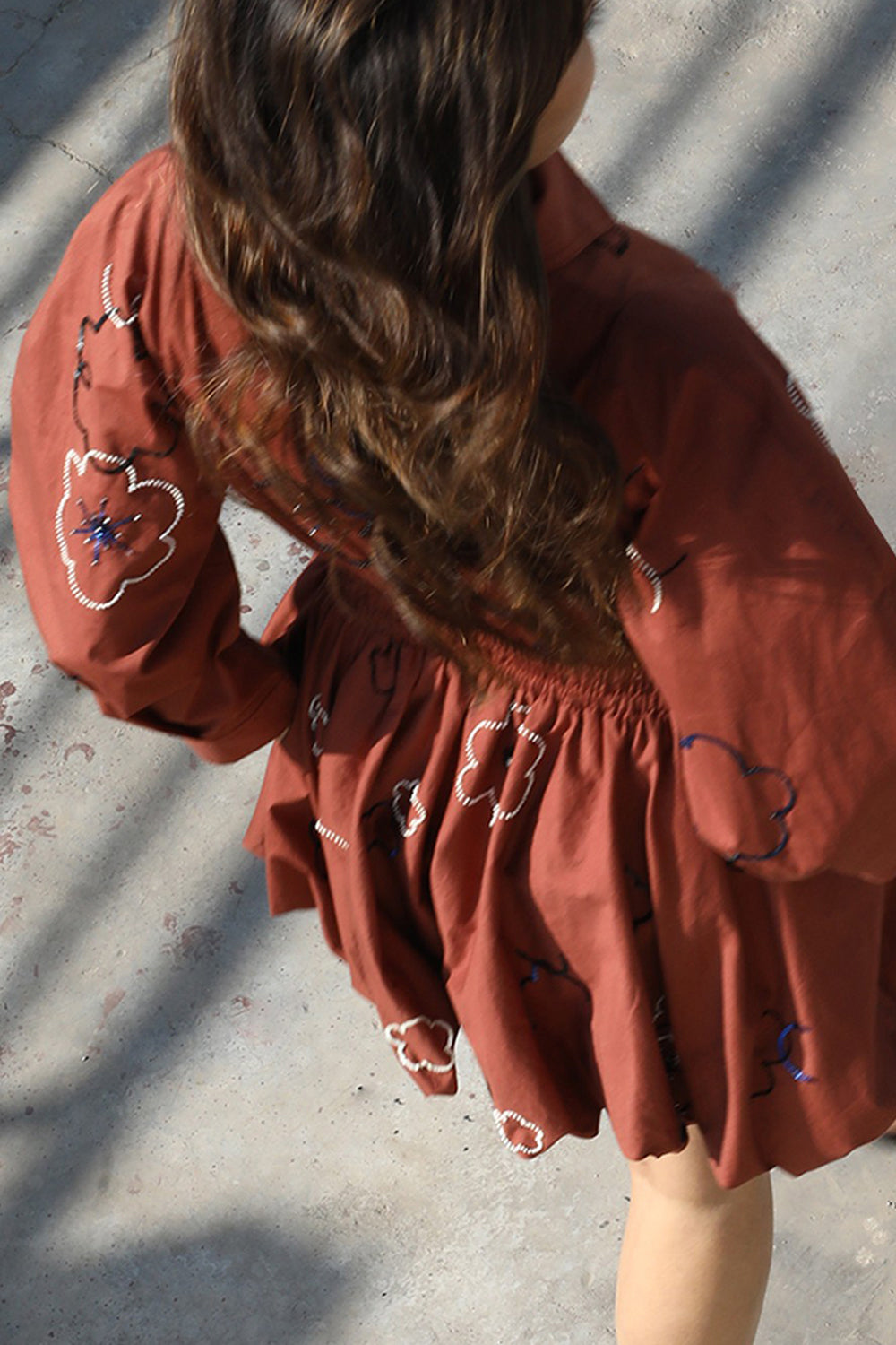 Embroidered Bubble Hem Dress