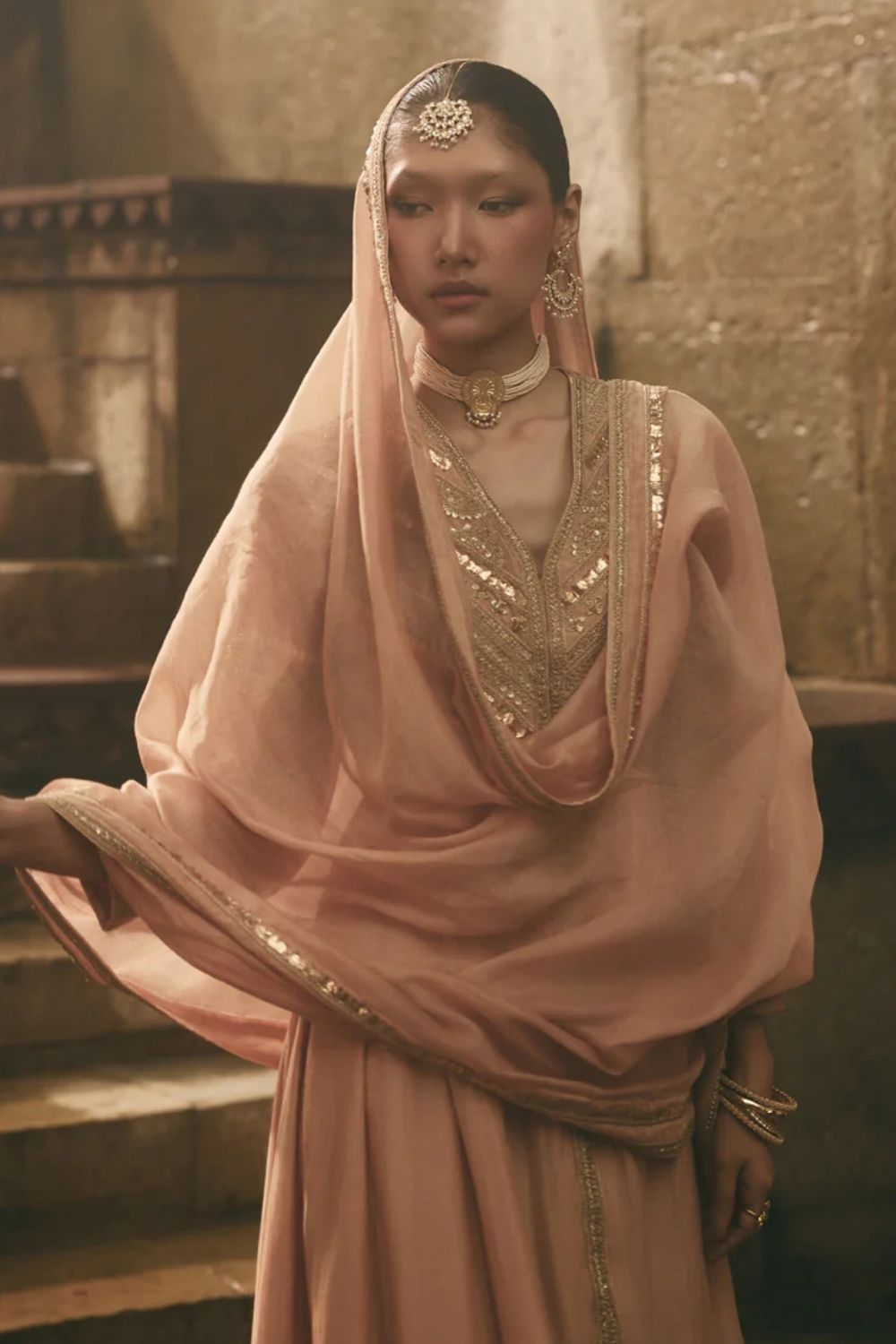 Beige Anarkali Set
