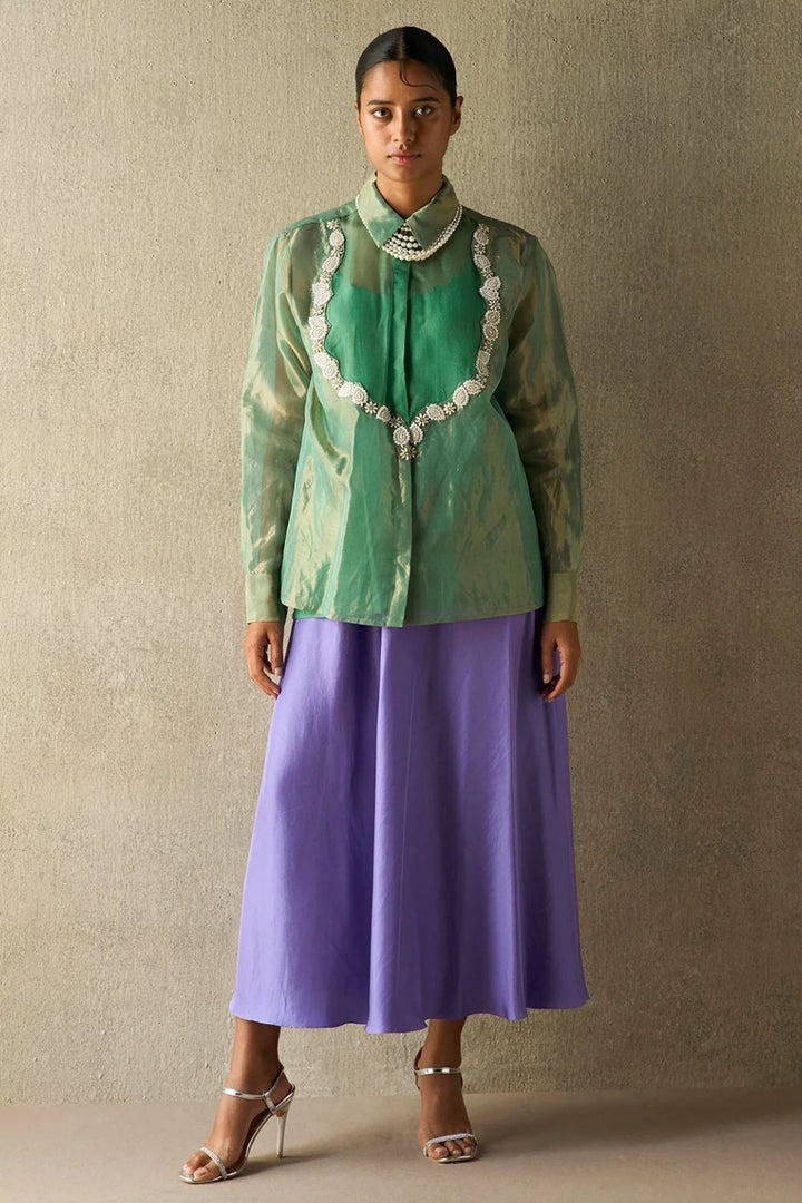 Sudhira Emerald Organza Blouse