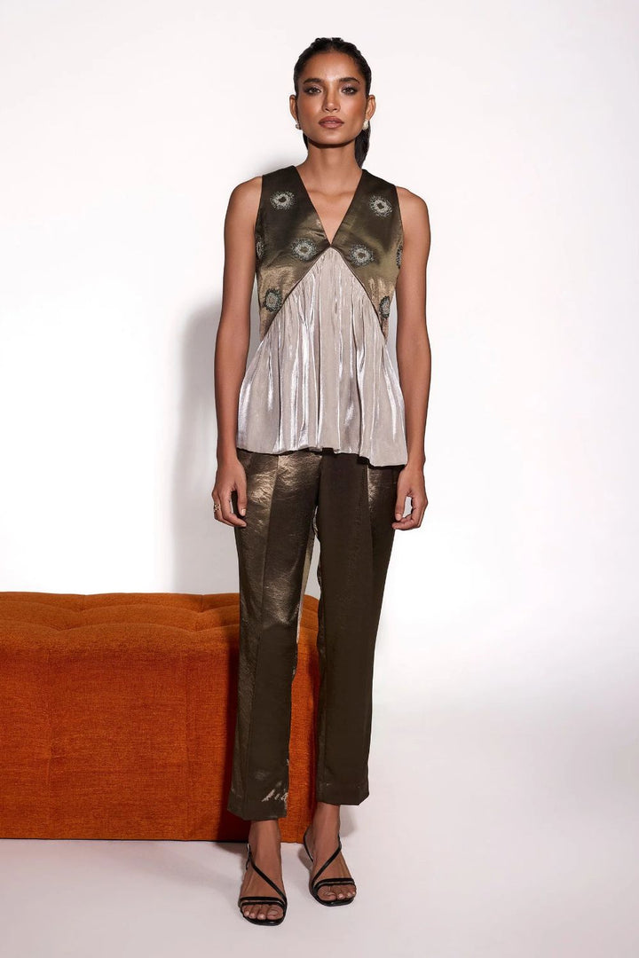 Dusky Olive Satin Trouser