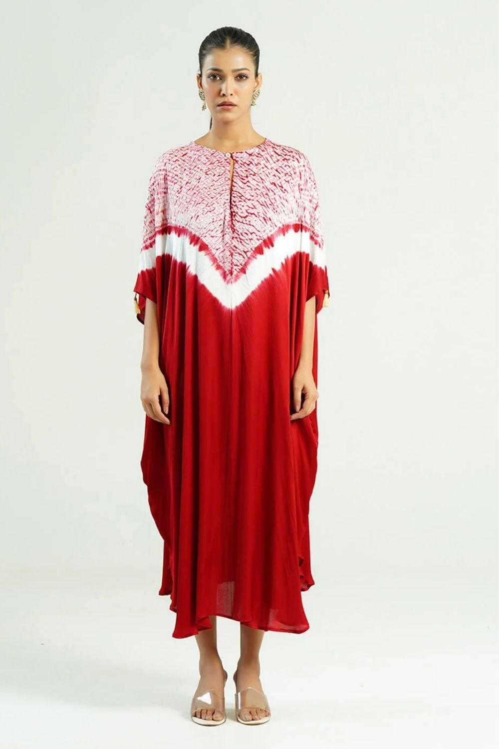 Kaftan Shibori - Scarlet Red / Ivory