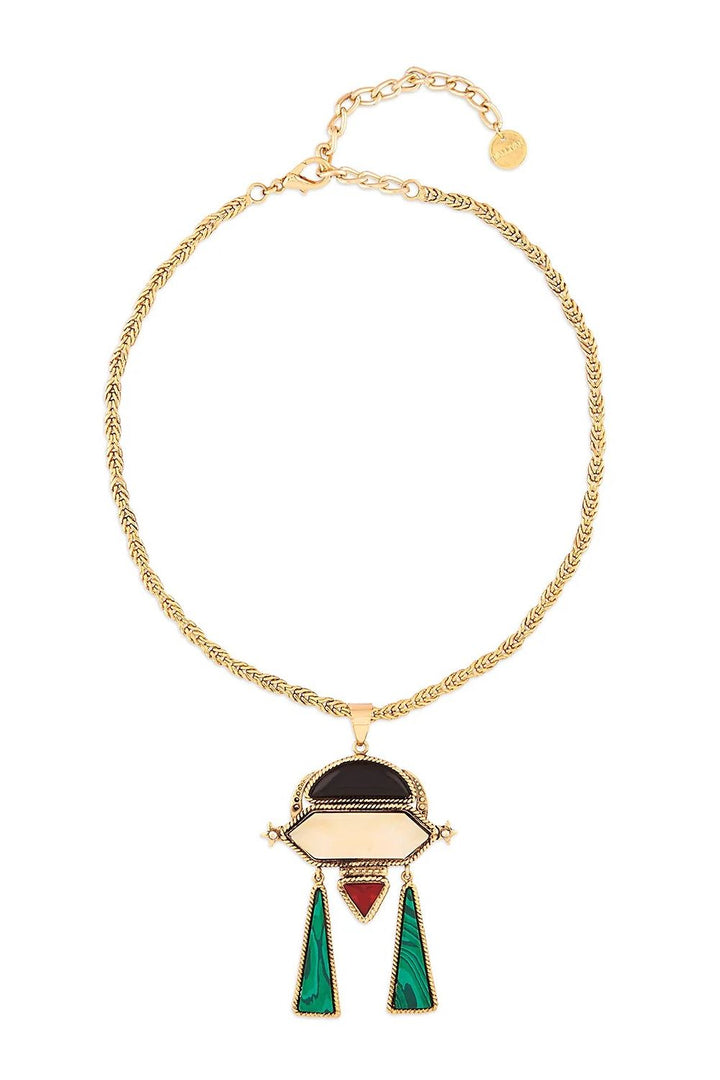 Gold Deco Space Ship Necklace