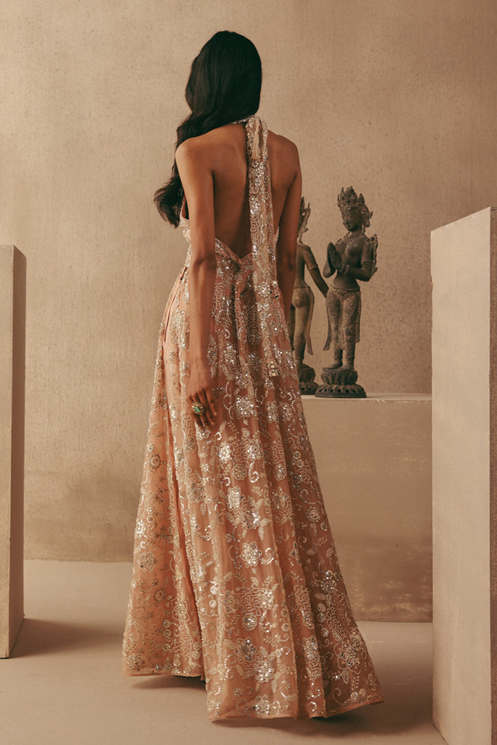 MIRRORWORK HALTER NECK DRESS