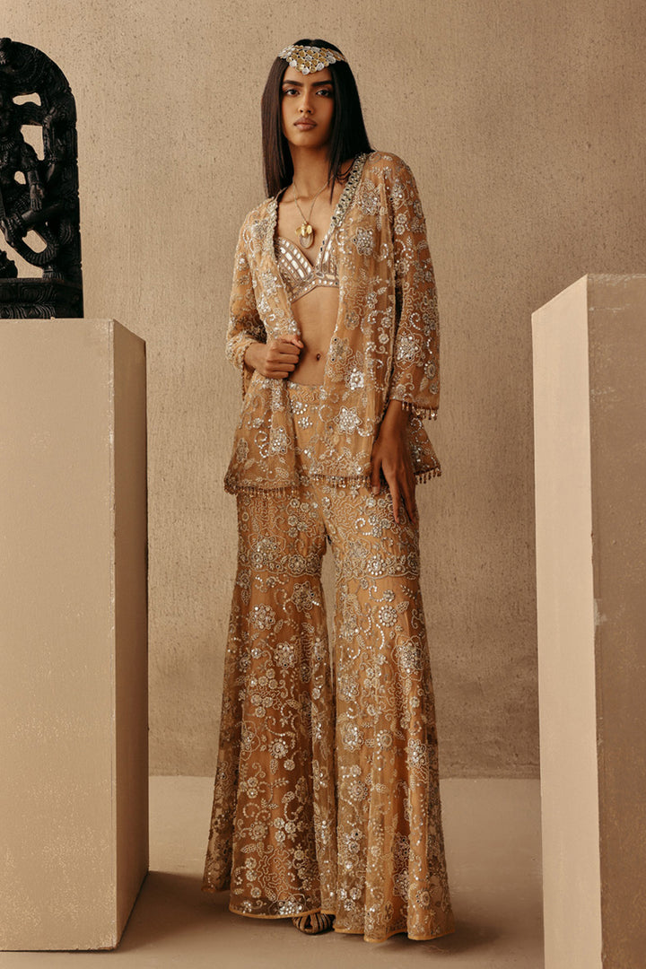 SHARARRA WITH MIRRORWORK AND BEADWORK